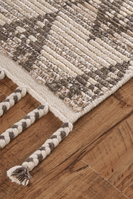 9' x 13' Wool Geometric Hand Knotted Area Rug - Taupe And Ivory