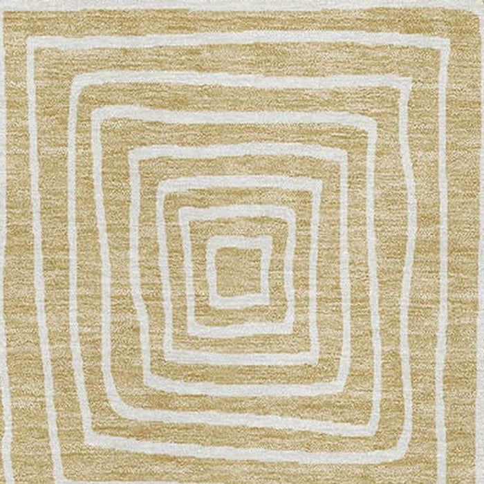 10' X 14' Geometric Washable Area Rug With UV Protection (681941) - Wheat / Ivory