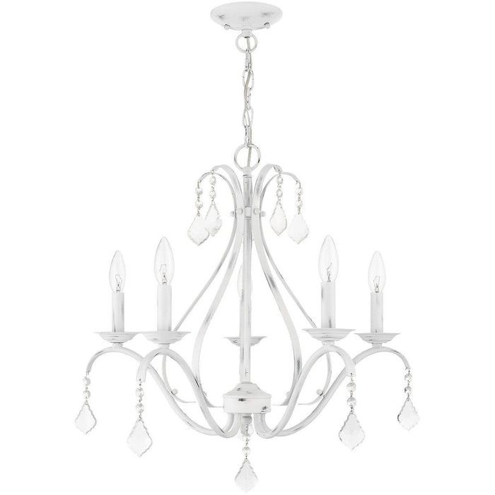 23" Five Light Dimmable Chandelier With Shades - White