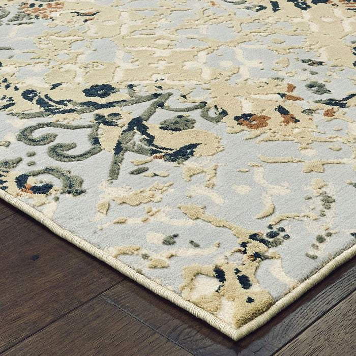 10' x 13' Abstract Power Loom Stain Resistant Area Rug - Gray And Gold