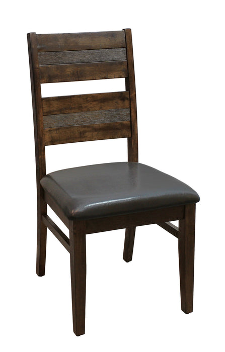 Upholstered Faux Leather Slat Back Dining Side Chairs (Set of 2) - Black / Dark Brown