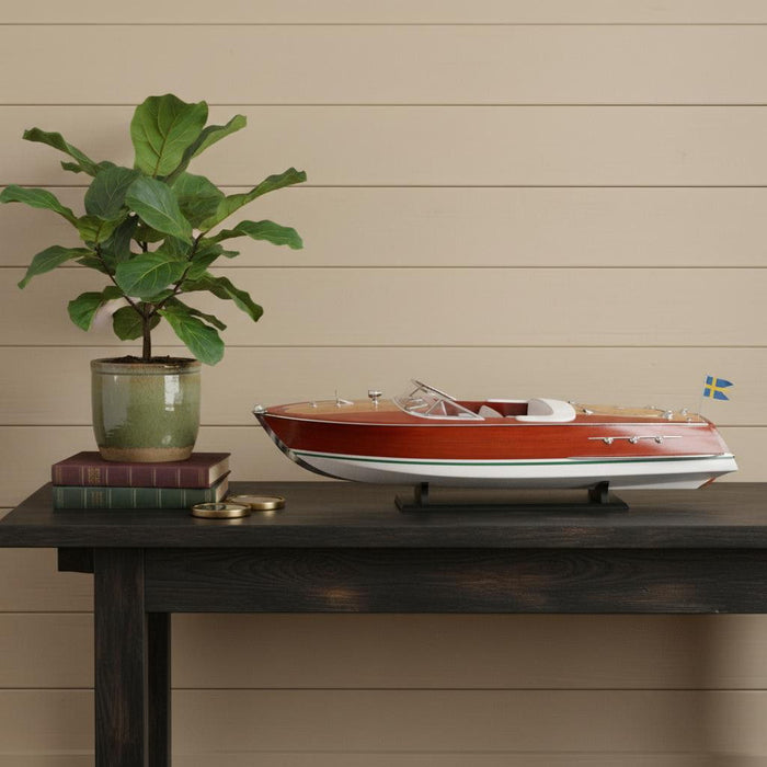 Hand Painted Model Boat (624216) - Dark Brown / Light Brown