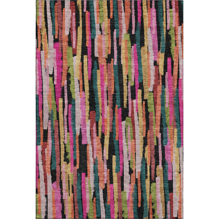 10' X 14' Striped Washable Area Rug With UV Protection (683794) - Pink / Teal / Orange