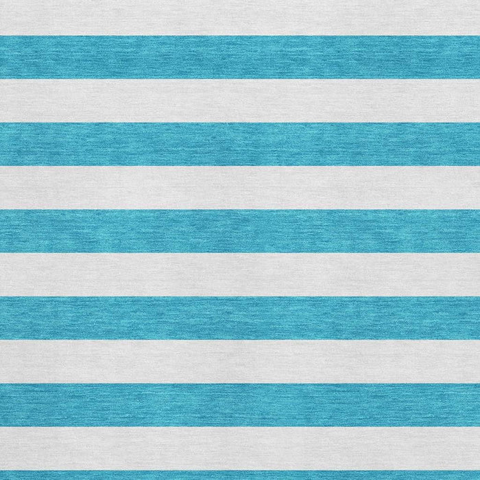 8' X 10' Striped Washable Area Rug With UV Protection (647672) - Teal / Ivory
