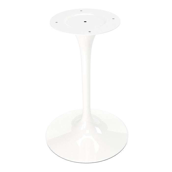 40" Rounded Stone And Metal Pedestal Base Dining Table - White
