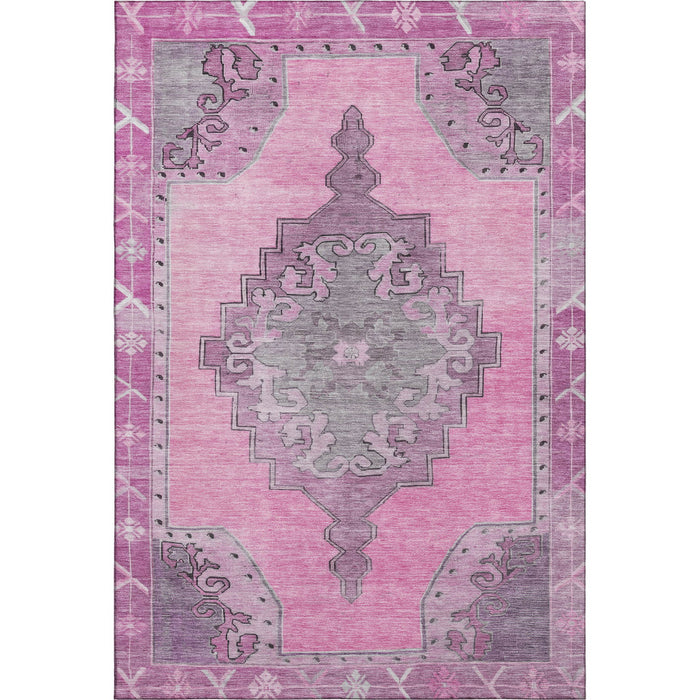 10' X 14' Oriental Washable Area Rug With UV Protection (699478) - Pink / Gray