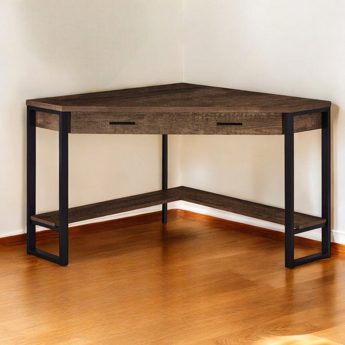 Corner Computer Desk - Brown And Black