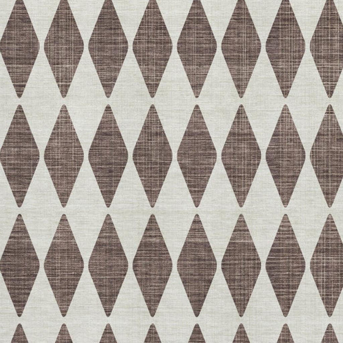 9' X 12' Diamond Washable Area Rug With UV Protection (650037) - Brown / Ivory