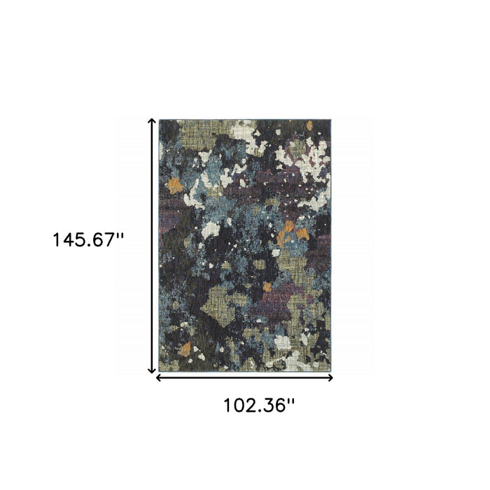 9' x 12' Abstract Power Loom Area Rug - Blue And Green