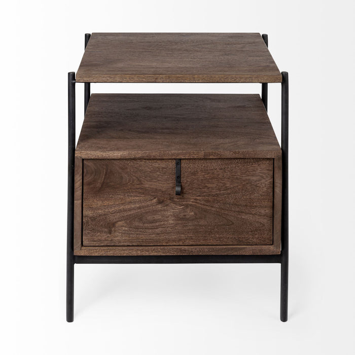 24" Solid Wood Square End Table - Dark Brown