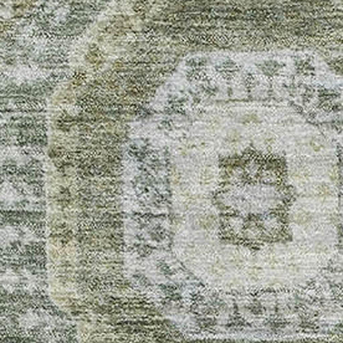 10' X 14' Abstract Geometric Washable Area Rug With UV Protection (708313) - Olive Green / Beige