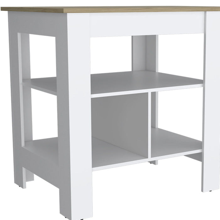 41" Wood Kitchen Island Set With Storage - Oak