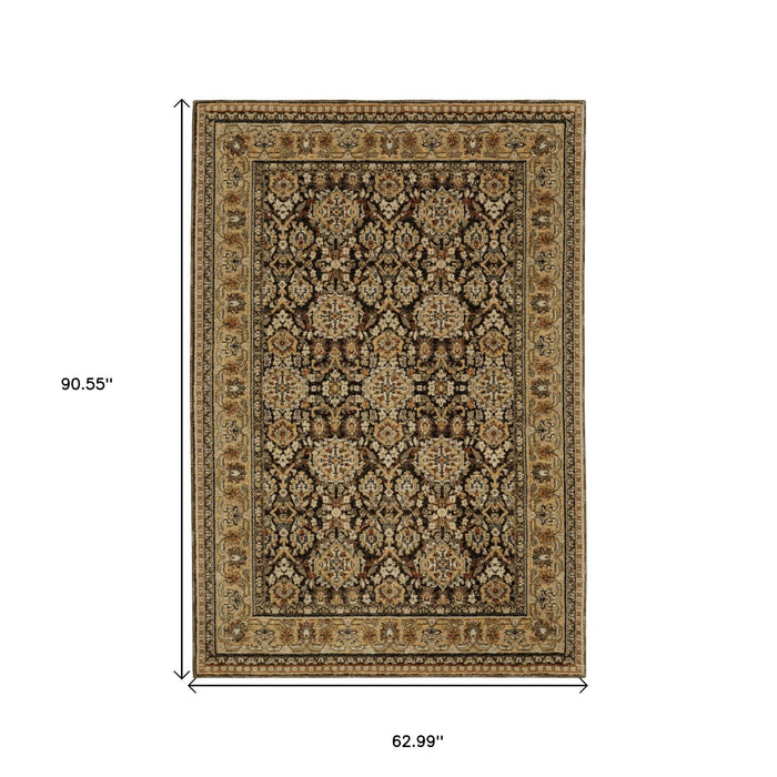 5' X 7' Oriental Area Rug - Brown And Gold