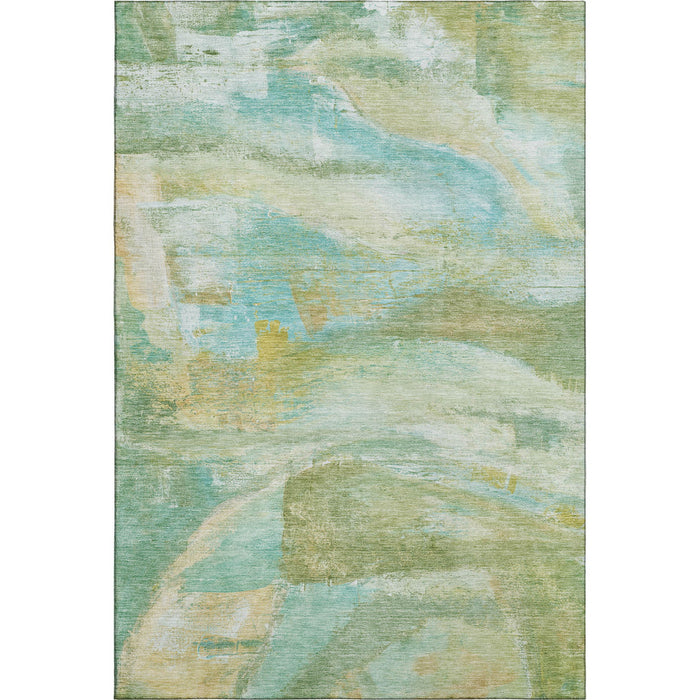 10' X 14' Abstract Washable Area Rug With UV Protection (715561) - Green / Teal