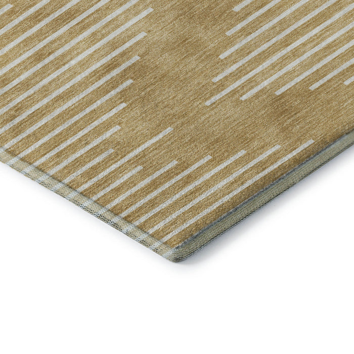 10' X 14' Geometric Washable Area Rug With UV Protection (679732) - Gold / Ivory