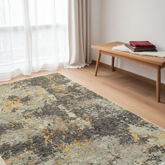 5' x 7' Abstract Power Loom Area Rug - Gray And Ivory
