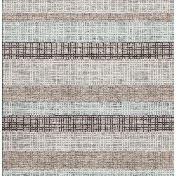 10' X 14' Striped Washable Area Rug With UV Protection (710801) - Taupe / Ivory / Brown
