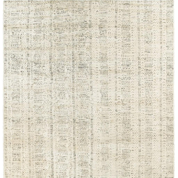 9' X 12' Striped Hand Knotted Area Rug (712816) - White / Ivory