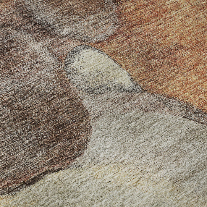 10' X 14' Abstract Washable Area Rug With UV Protection (688213) - Coffee / Beige / Copper