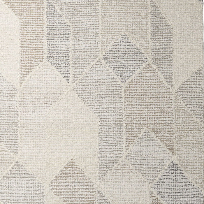 9' X 12' Wool Geometric Hand Woven Area Rug - Beige