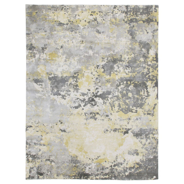 9' x 12' Abstract Hand Loomed Area Rug - Gray And Yellow
