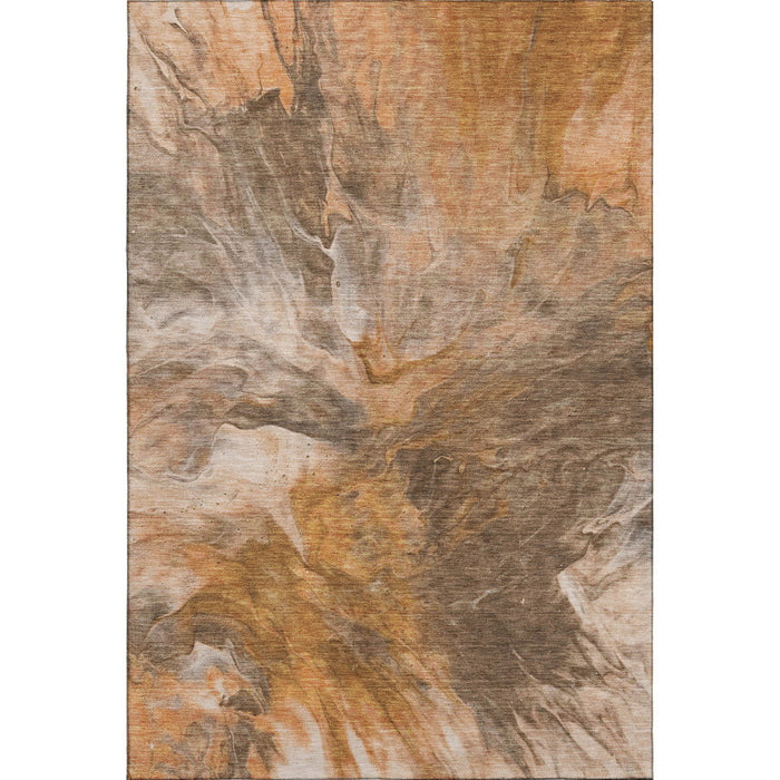 10' X 14' Abstract Washable Area Rug With UV Protection (653500) - Chili Red / Ivory / Copper