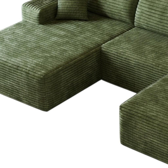 107" 2 Piece Living Room Set Corduroy Modular Compression Foam Sofa With Ottoman Toss Pillows - Green