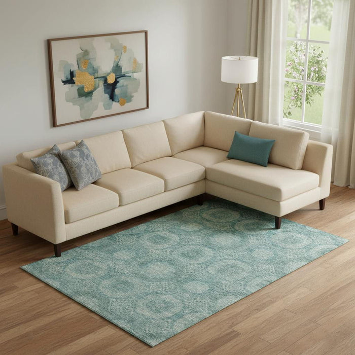 10' X 14' Abstract Geometric Washable Area Rug With UV Protection (708295) - Teal / Aqua
