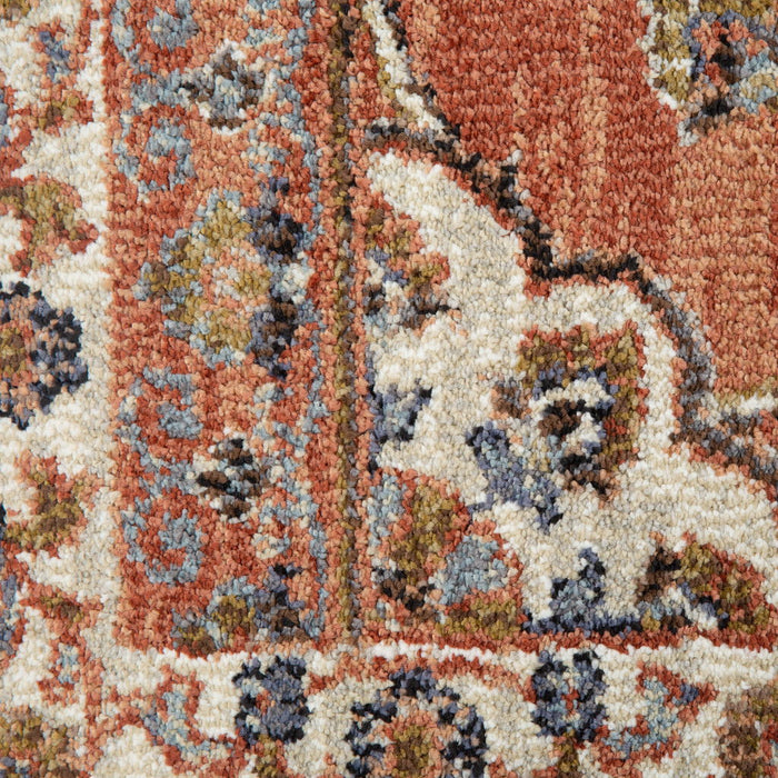 9' x 12' Floral Power Loom Area Rug - Ivory Blue And Orange