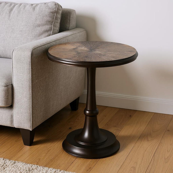 22" Metal Round Pedestal End Table - Bronze