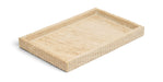 Beige Hannah Travertine Tray by Meridian Furniture, featuring a rectangular design with smooth textured surface for decorative use.