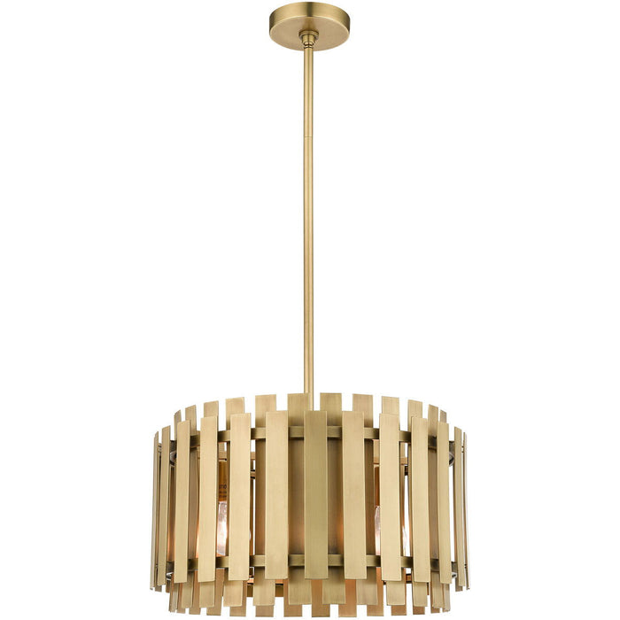 19" Five Light Dimmable Chandelier With Shades - Brass
