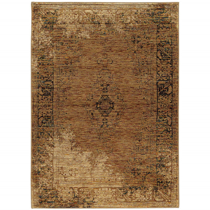 10' x 13' Oriental Power Loom Area Rug - Brown
