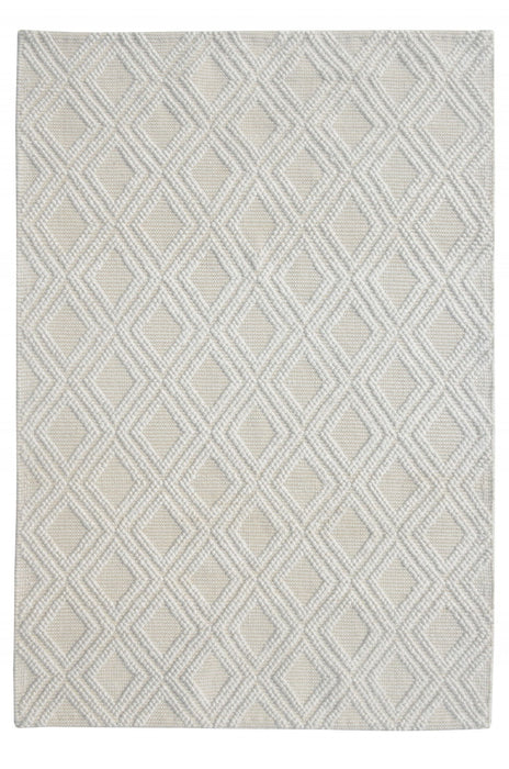 9' x 13' Diamond Lattice Modern Area Rug - Ivory