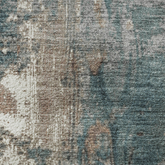 10' X 14' Abstract Washable Area Rug With UV Protection (706367) - Rust / Teal