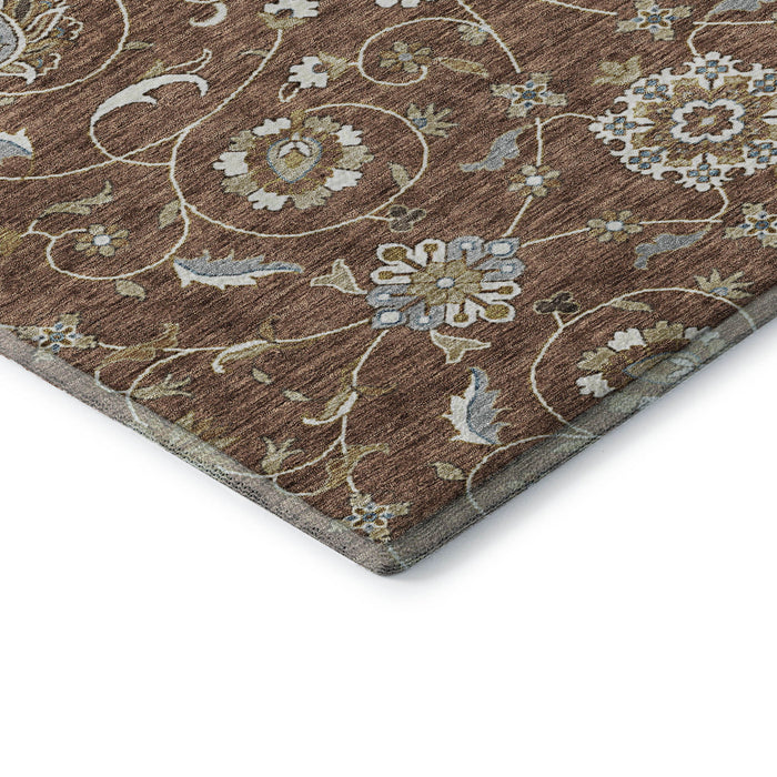 10' X 14' Moroccan Washable Area Rug With UV Protection (686831) - Rust / Gray / Ivory
