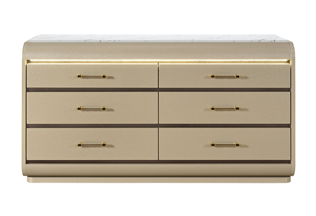 Genesis - Dresser With LED - Gold