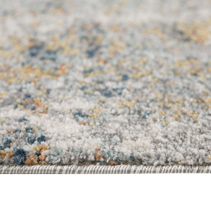 9' x 12' Abstract Power Loom Area Rug - Ivory Blue And Yellow