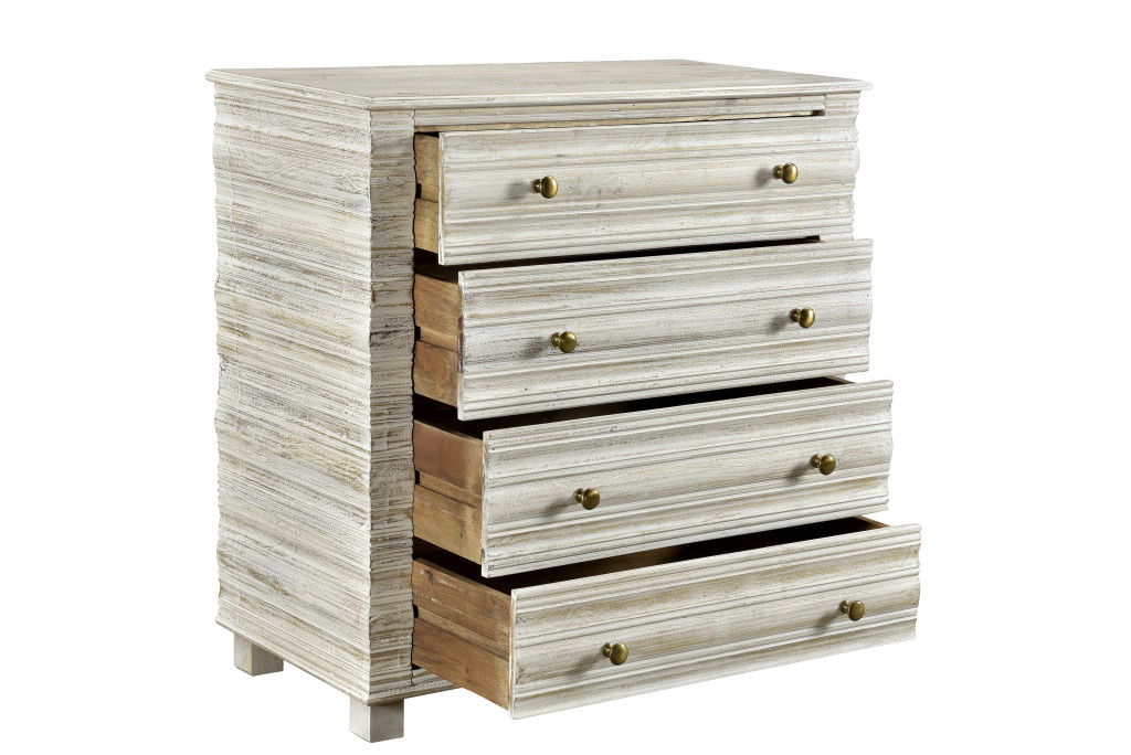 36" Solid Wood Four Drawer Standard Chest - White