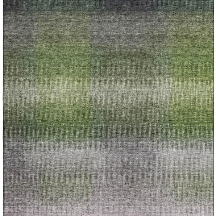 10' X 14' Striped Washable Area Rug With UV Protection (699610) - Olive Green / Purple / Gray