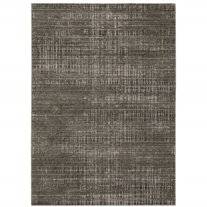 10' x 13' Abstract Power Loom Stain Resistant Area Rug - Charcoal Gray Gray Ivory Tan And Brown