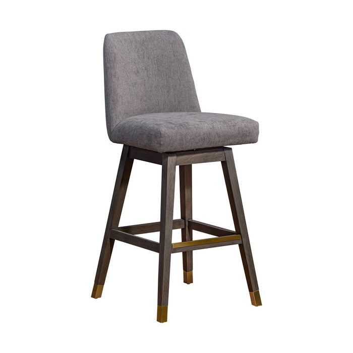 Upholstered And Solid Wood Swivel Bar Chair - Gray And Brown
