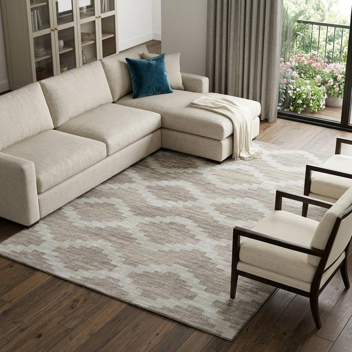 8' X 10' Tribal Washable Area Rug With UV Protection (644944) - Tan / Ivory / Beige