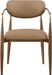 Vegan leather upholstered Meridian Furniture Ronda dining arm chair with walnut wood legs, stylish and comfortable for dining rooms.