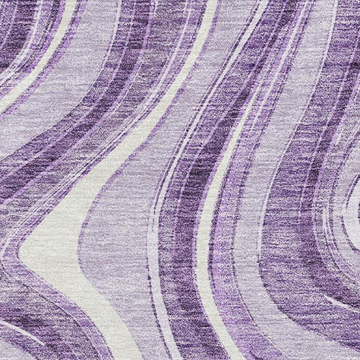 10' X 14' Marble Washable Area Rug With UV Protection - Lavender And Ivory