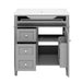 Giga bathroom vanity with top sink, storage cabinet, two drawers, and tip-out drawer for organized bathroom storage.