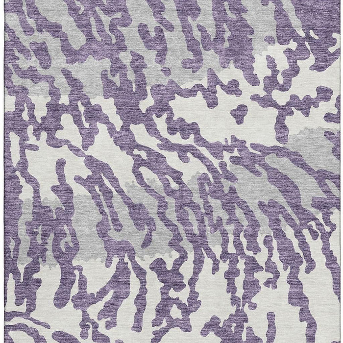 10' X 14' Animal Print Washable Area Rug With UV Protection (669474) - Purple / Ivory