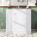 Giga shaker free-standing bathroom vanity cabinet with sink, soft-close drawers and doors, in a modern white finish.