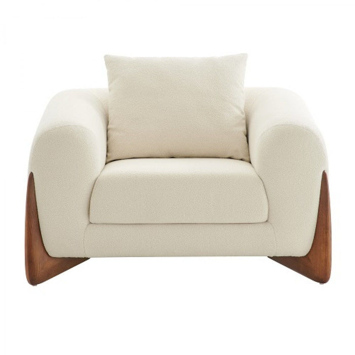Sherpa Arm Chair - Cream And Wood Brown