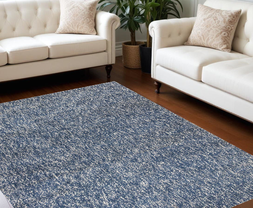 9' x 13' Polyester Heather Area Rug - Indigo Or Ivory